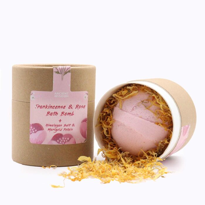 Ensemble cadeau Bombe et Sels de Bain aux fleurs - Encens Oliban & Rose 