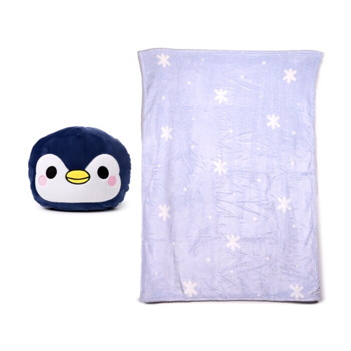 Coussin de voyage et couverture Blankeazzz 2 en 1 - Adoramals Nico le Pingouin 
