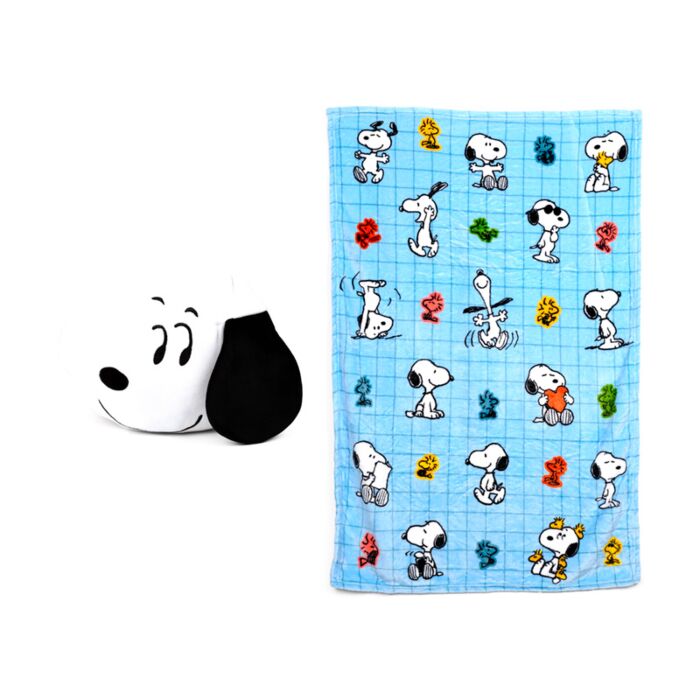 Coussin de voyage et couverture Blankeazzz 2 en 1 - Peanuts Snoopy & Woodstock 