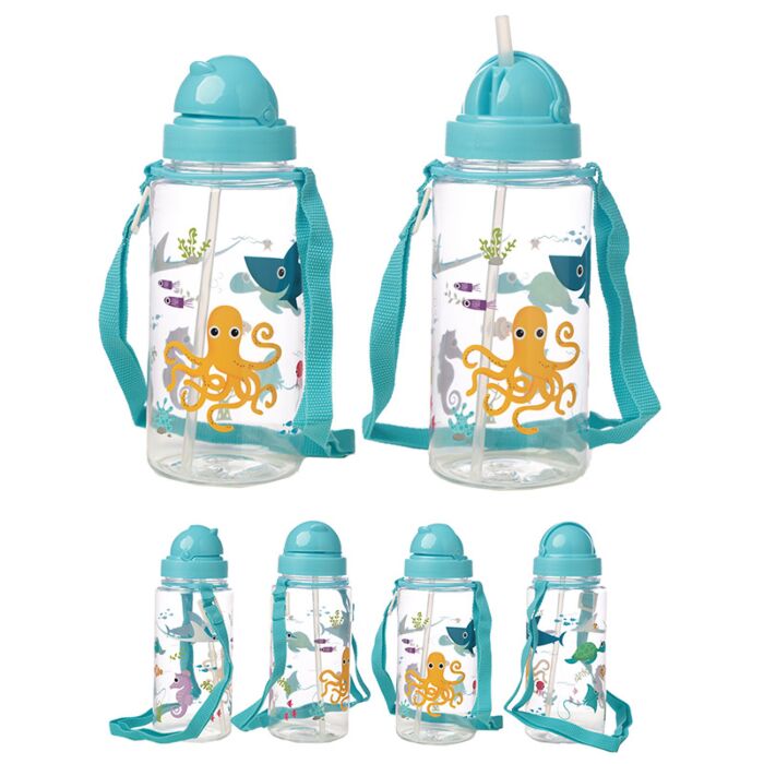 Gourde Enfant 450ml avec Paille & Cordon Sealife - Vie Marine