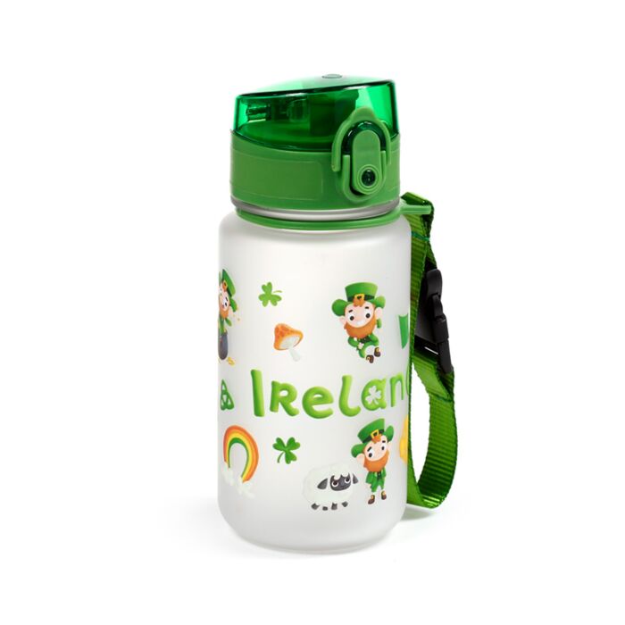 Gourde Enfant 350ml en Plastique Renforcé avec Couvercle à Bouton-poussoir - Leprechaun Chance irlandaise