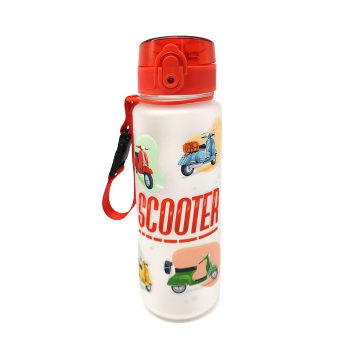 Gourde 600ml en Plastique Renforcé avec Bouton-poussoir - Scooter