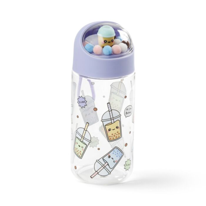 Gourde Enfant 350ml en Plastique Renforcé avec Couvercle et Charmes - Foodiemals Bubble Tea 