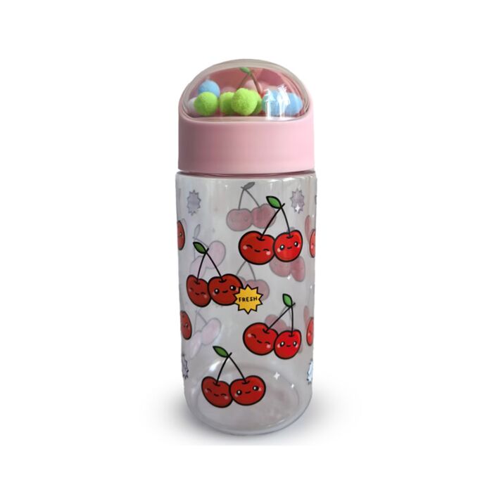 Gourde Enfant 350ml en Plastique Renforcé avec Couvercle et Charmes - Foodiemals Cherry Cerises