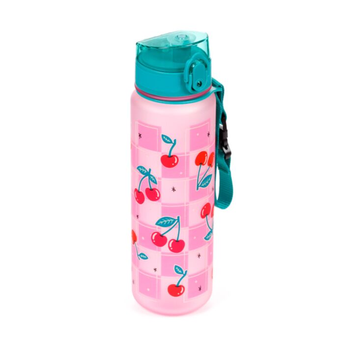 Gourde 600ml en Plastique Renforcé avec Bouton-poussoir - Cerises