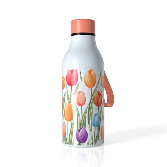 Gourde Isolée 500ml en Acier Inoxydable pour Boissons Chaudes ou Froides - Tulipes 