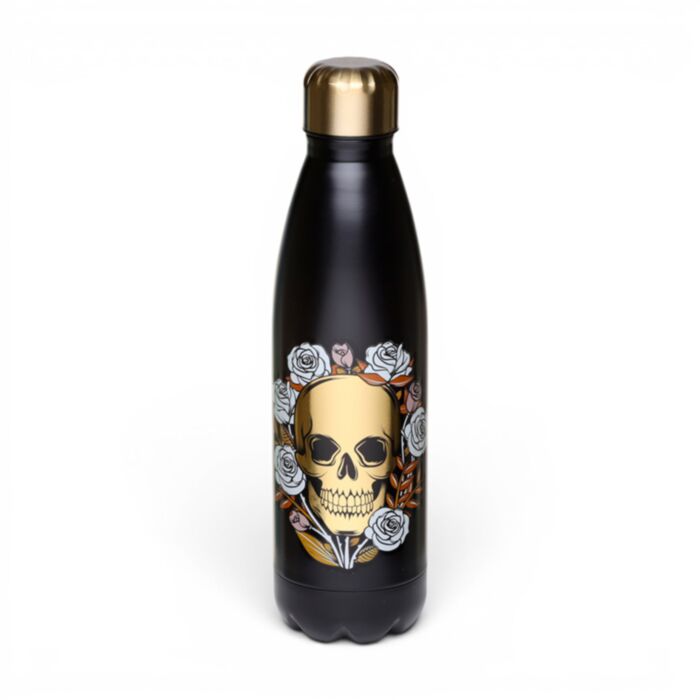 Gourde Isolée 500ml en Acier Inoxydable pour Boissons Chaudes ou Froides Skulls and Roses - Crâne