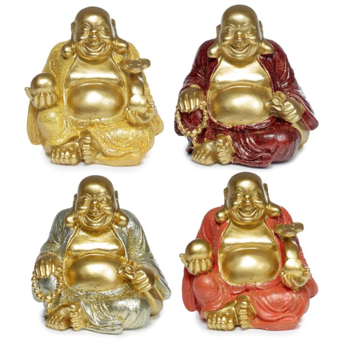 Figurine Mini Bouddha Chinois Porte-bonheur Pailleté 8cm
