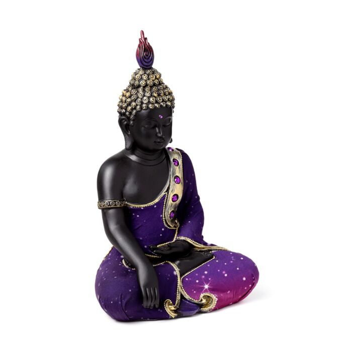 Figurine Boudha Thai Meditation Violet & Noir 