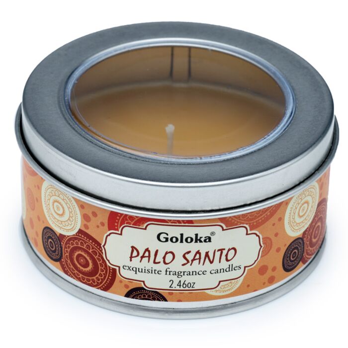 Bougie à la Cire de Soja dans Boîte en Etain Goloka - Palo Santo