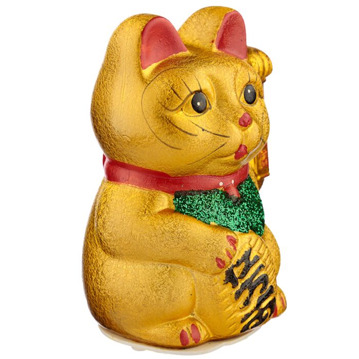 Maneki Neko Chat porte bonheur, yeux ouvert 17cm