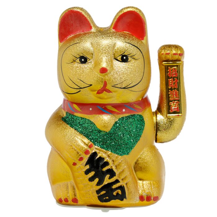 Maneki Neko Chat porte bonheur, Eyes Open 21cm