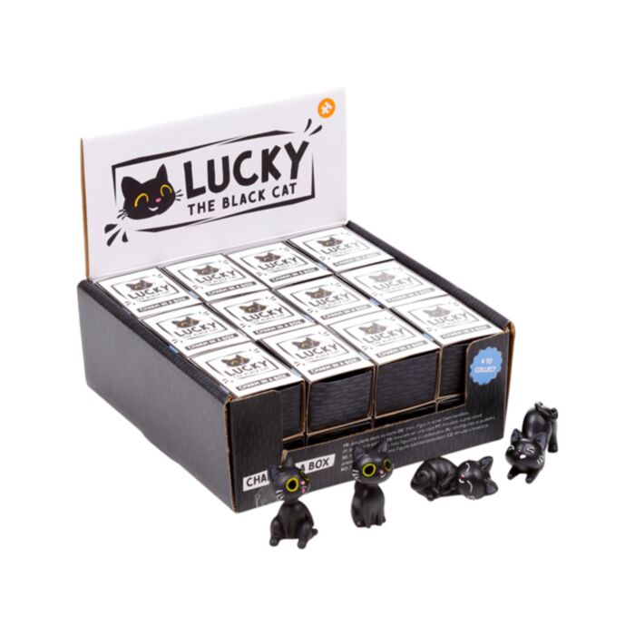 Figurine Chat dans sa boîte - Lucky le Chat Noir