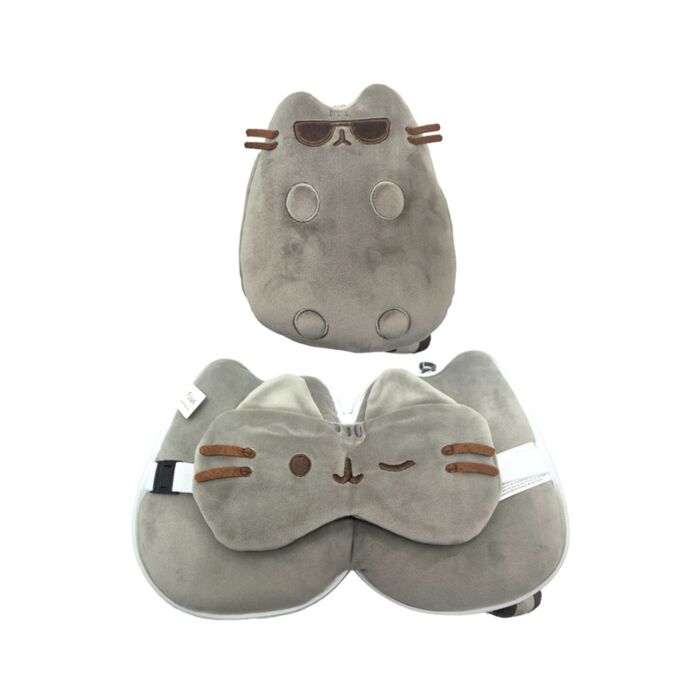 Relaxeazzz Pusheen Chat avec Lunettes de soleil Coussin de voyage 2en1 