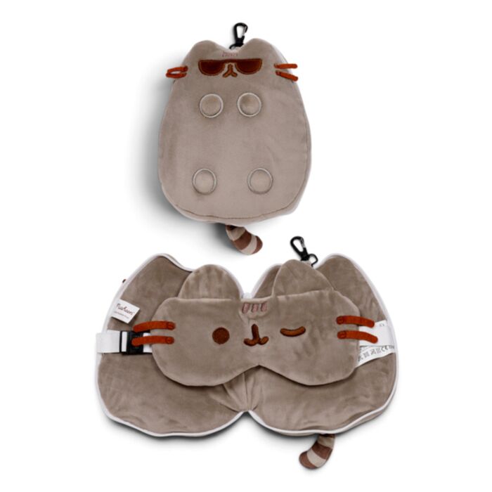 Relaxeazzz Pusheen Chat avec Lunettes de soleil Coussin de voyage 2en1 