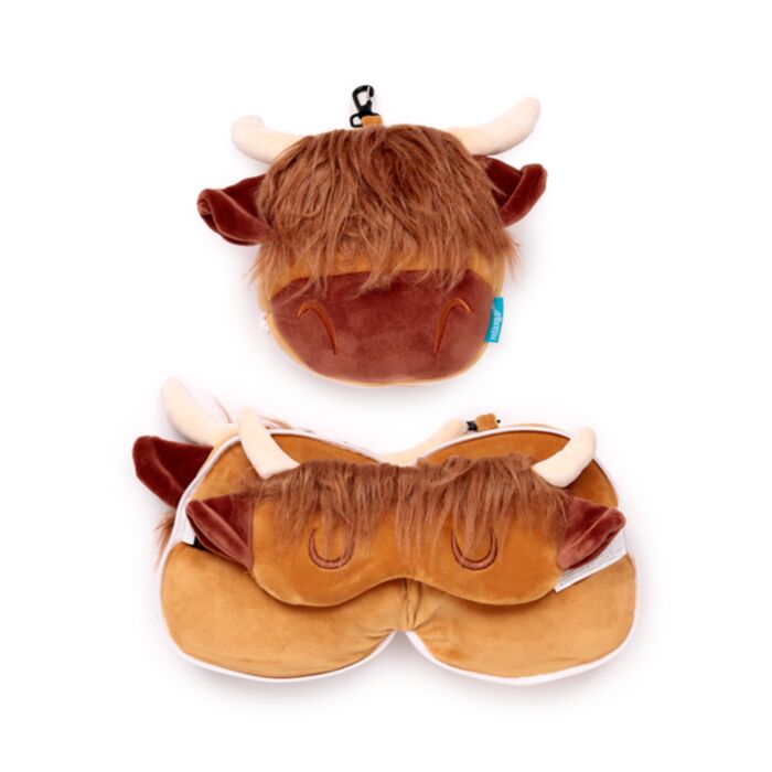 Relaxeazzz Vache des Highlands Coussin de voyage 2 en 1