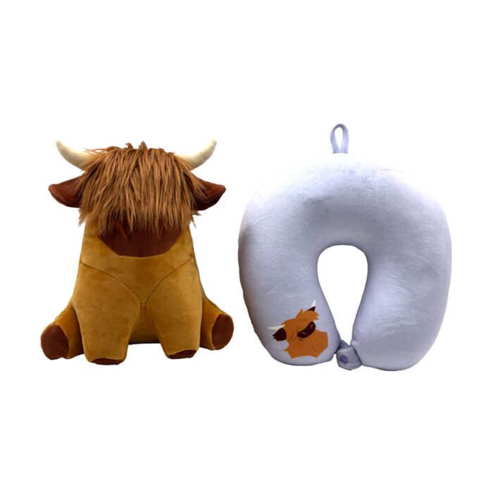 Coussin de Voyage Swapseazzz 2-in-1 - Vache des Highland Coo 
