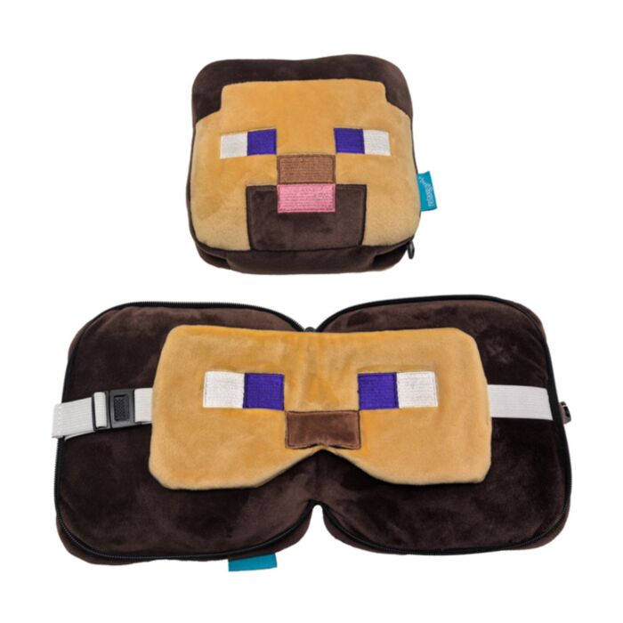 Relaxeazzz Steve Coussin de voyage 2 en 1 - Minecraft 