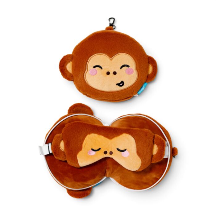 Relaxeazzz Jeremy le Singe Coussin de voyage 2 en 1
