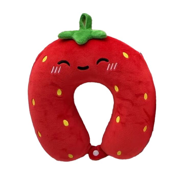 Coussin de Voyage Relaxeazzz Peluché Mémoire de Forme - Foodiemals Ellie la Fraise