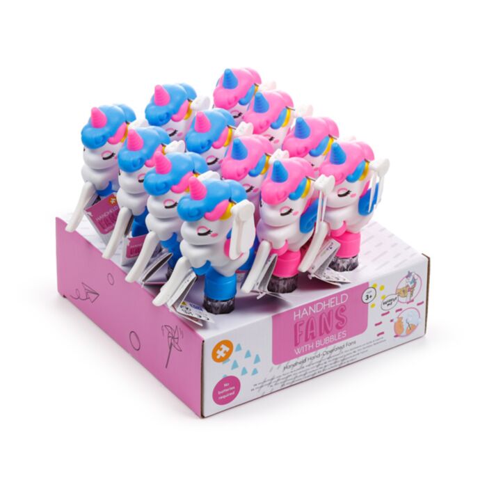 Mini Ventilateur à Main avec Jouet à Bulles - Licorne Unicorn Magic 