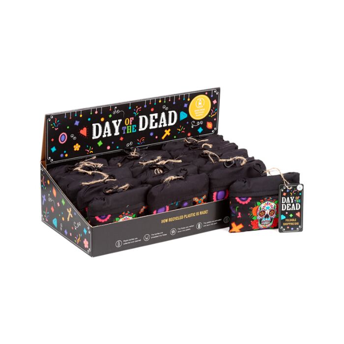 Sac Shopping Pliable et réutilisable en RPET - Day of the Dead Jour des Morts