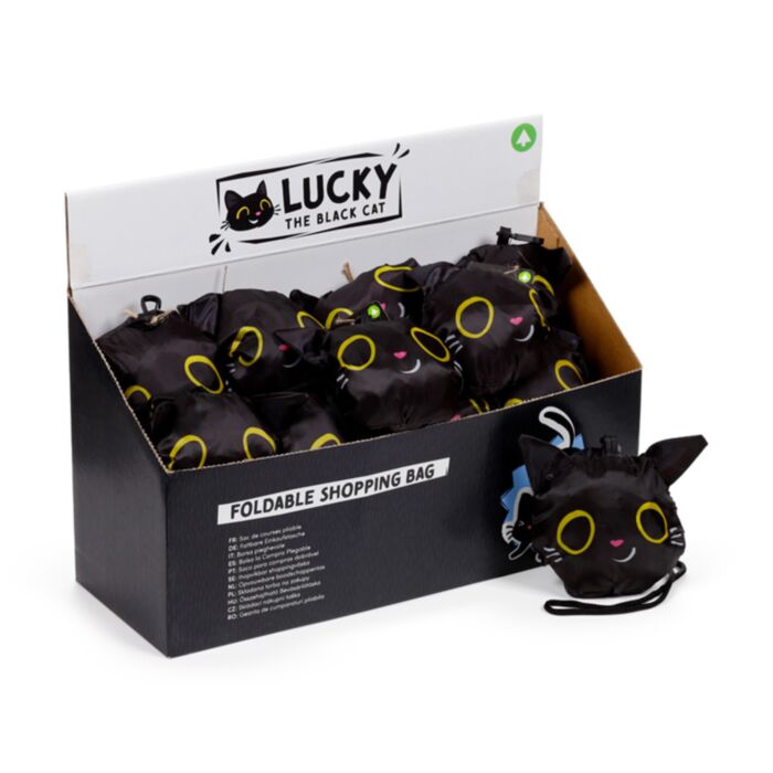 Sac Shopping Pliable et réutilisable - Lucky le Chat Noir