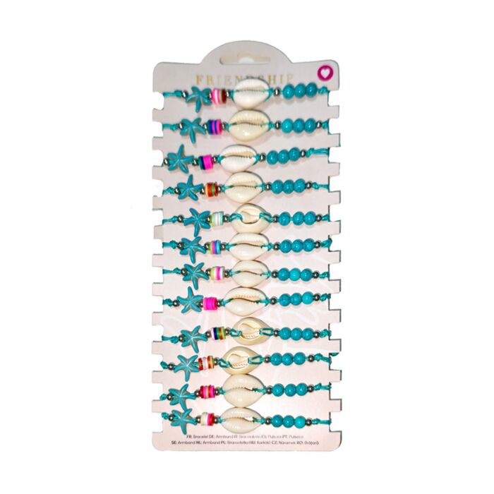 Bracelets - Perles bleues avec Coquillages & Etoile de mer