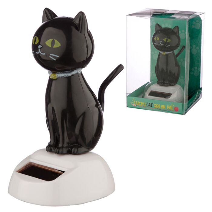 Figurine Solaire - Chat Noir Porte Chance