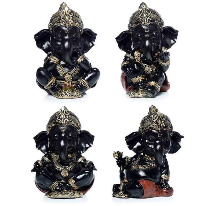 Figurine Ganesh Noir & Doré