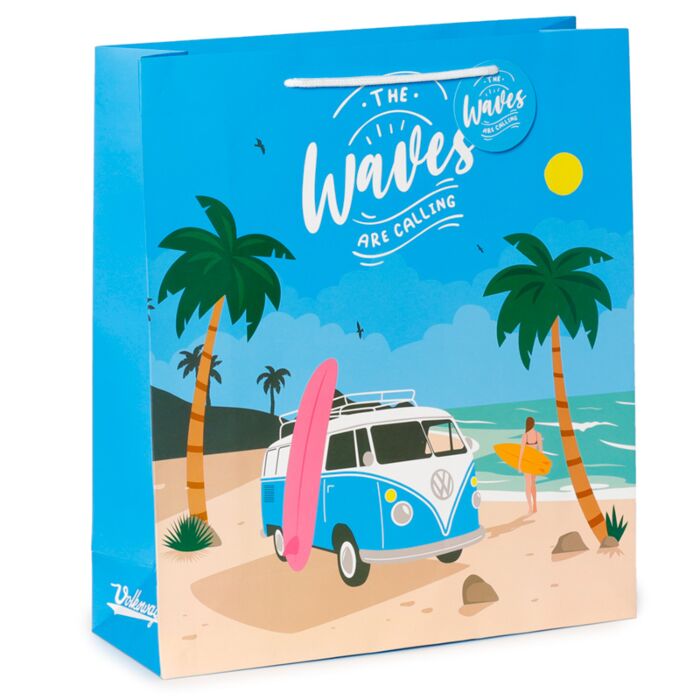 Sac Cadeau Volkswagen - Van Bus Combi VW T1 The Waves are Calling (Très Grand)