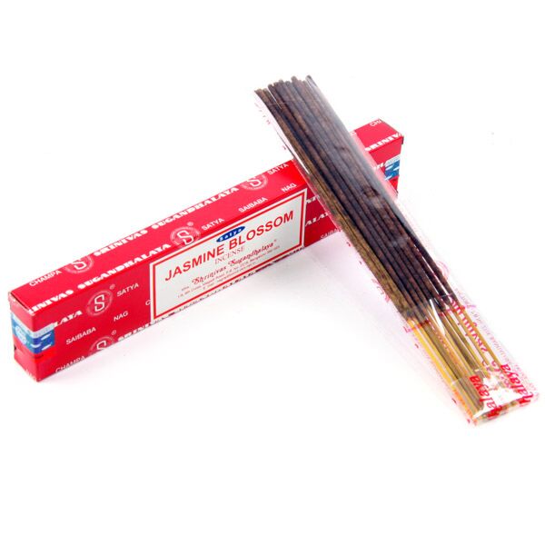 12 Bâtons Encens Satya Nag Champa 15g, Jasmine, Rouge