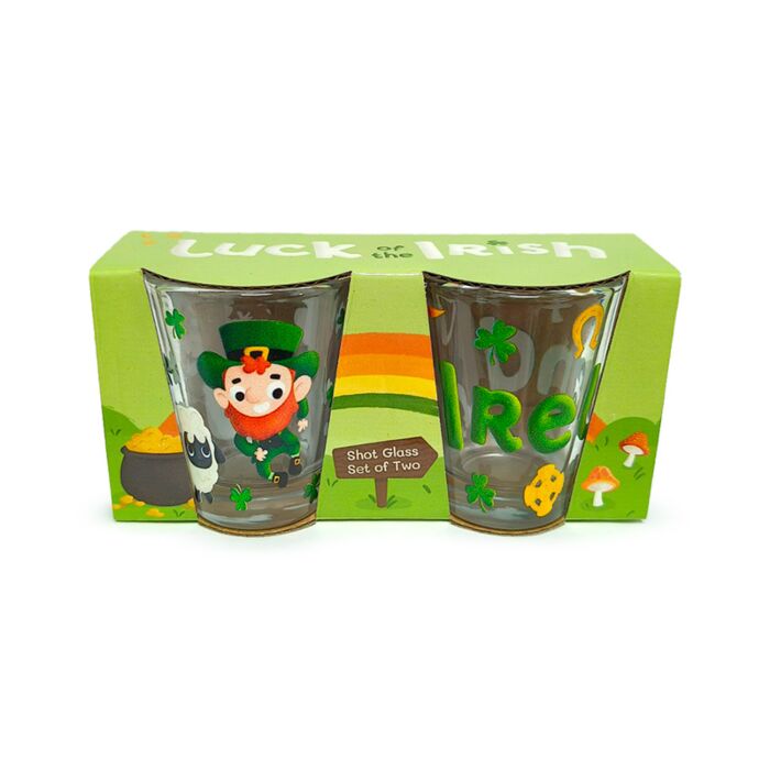 Lot de 2 Verres à Shot (50ml) - Irlande Leprechaun 