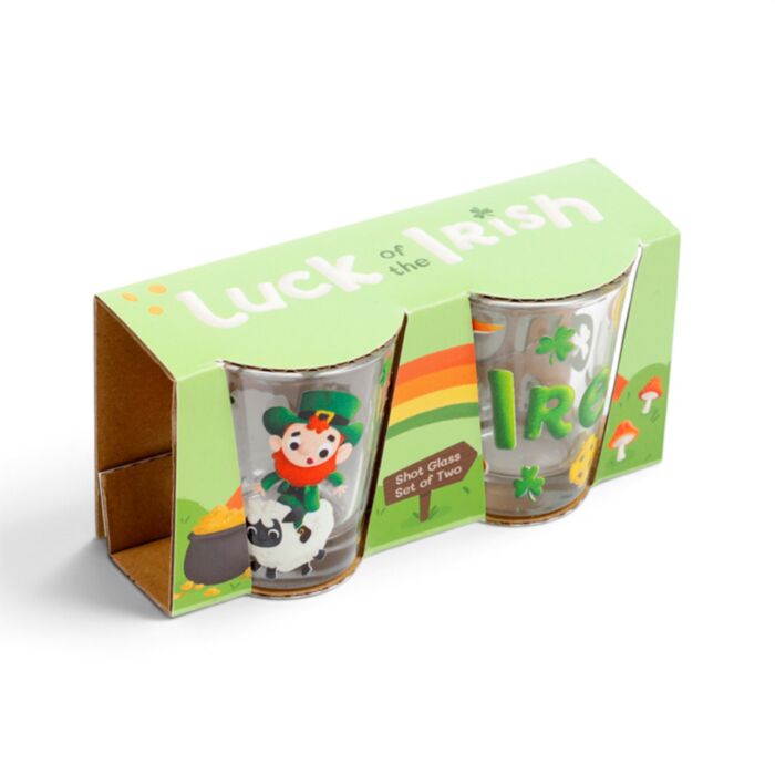 Lot de 2 Verres à Shot (50ml) - Irlande Leprechaun 