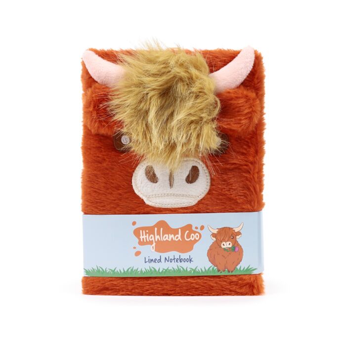 Grand Bloc-note Peluché Fluffies Highland Coo Cow - Vache Animal de la Ferme