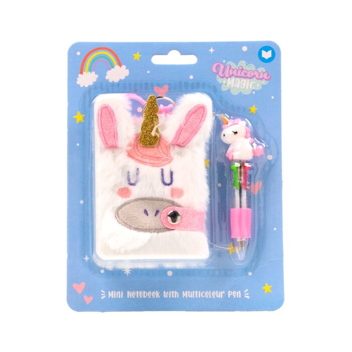 Mini Bloc-notes Peluché avec Stylo multi couleurs ( 4 couleurs ) - Unicorn Magic Licorne