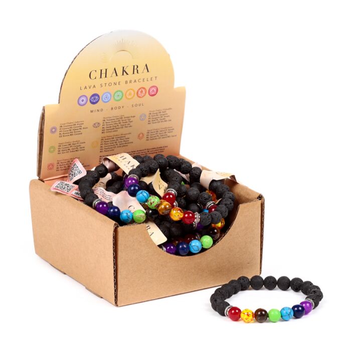 Bracelet Chakra en pierre de Lave & Gemme