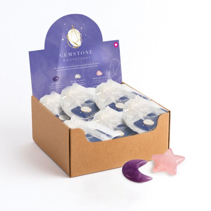 Lot de 2 Gemmes de guérison Etoile & Lune