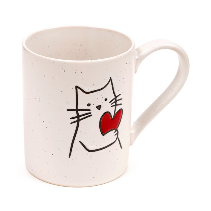 Mug en grès - Chat avec Cœur 