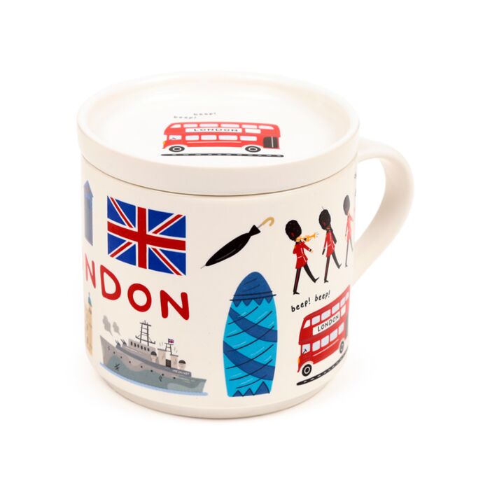 Ensemble Mug Porcelaine & Dessous de Tasse - Souvenir de Londres