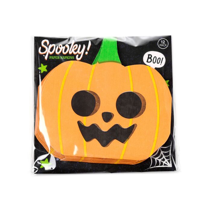 Lot de 12 Serviettes en Papier 3 plis - Halloween Citrouille