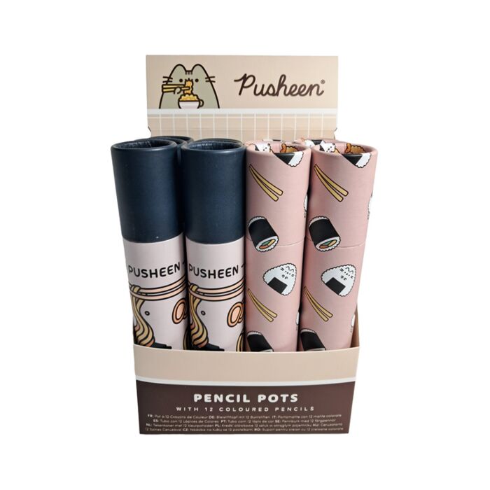 Grand pot à 12 crayons de couleur - Pusheen le Chat Sushi Club 