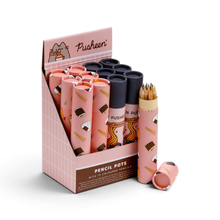 Grand pot à 12 crayons de couleur - Pusheen le Chat Sushi Club 