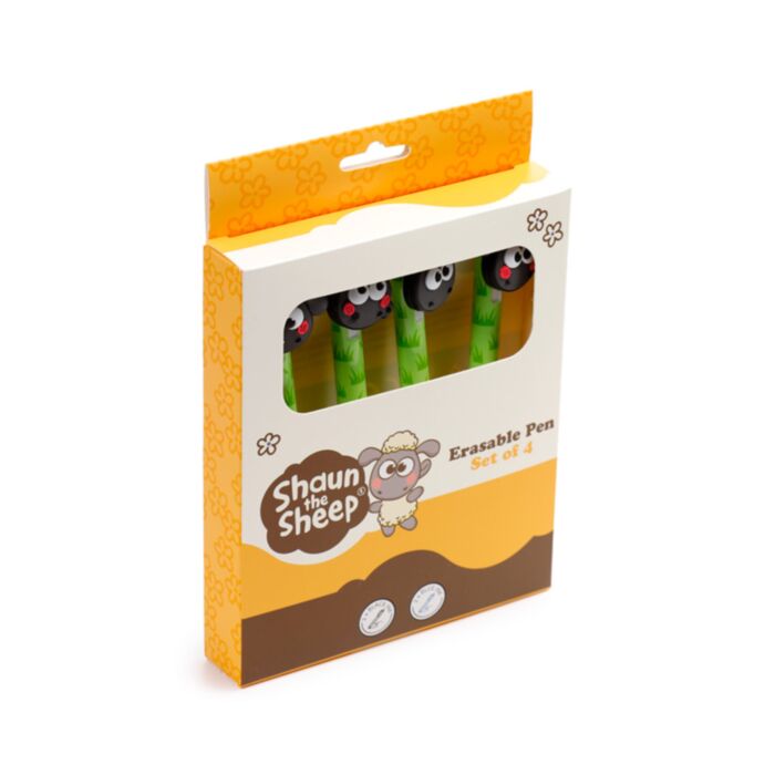 Lot de 4 Stylos effaçables avec embout Kawaii -  Shaun the Sheep