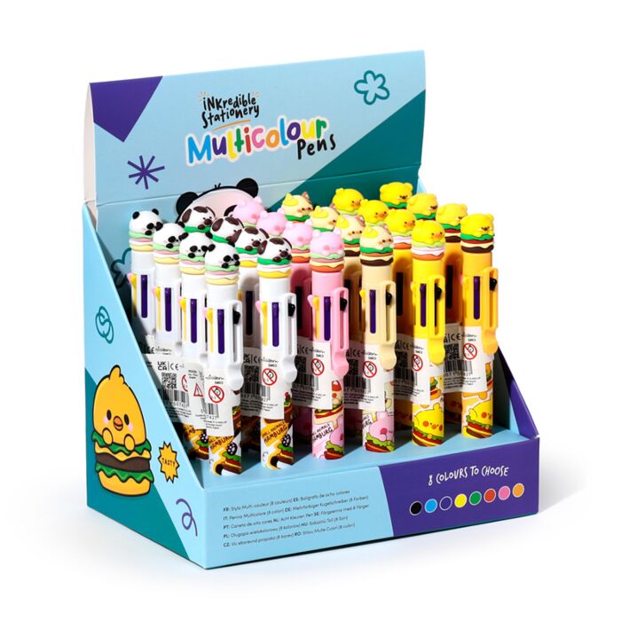 Stylo Multi-couleur (8 Couleurs) avec Embout - Hamburger Mignon 