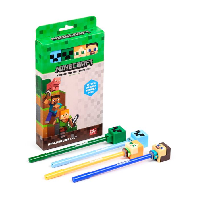 Lot de 4 Stylos Effaçables - Minecraft Chibi Style 