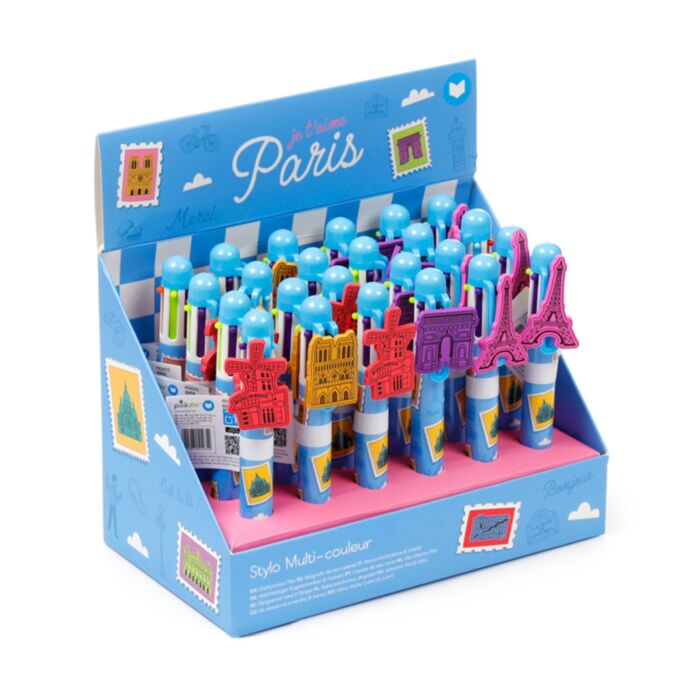 Stylo Multi-couleur avec Charme - Je t'aime Paris (6 Couleurs)