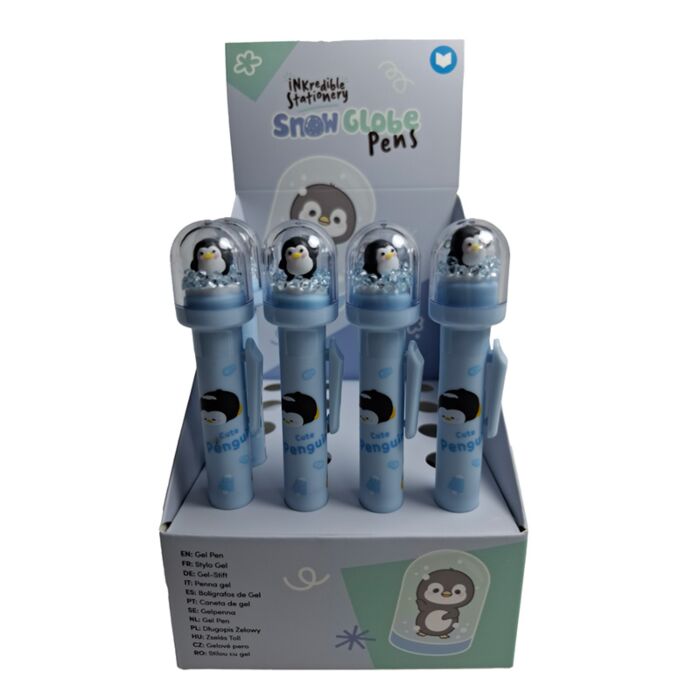 Stylo avec embout Boule à neige Pingouin - Adoramals 