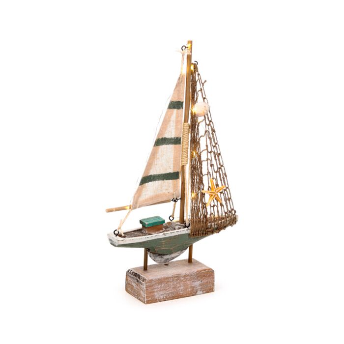 Bateau à voile avec LED et Coquillages - Souvenir Seaside Bord de Mer 