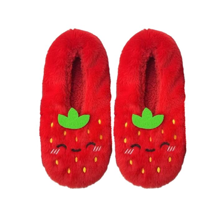 Chaussons Anti-dérapants Peluchés (EU36-38/UK3-5) - Foodiemals Fraise 